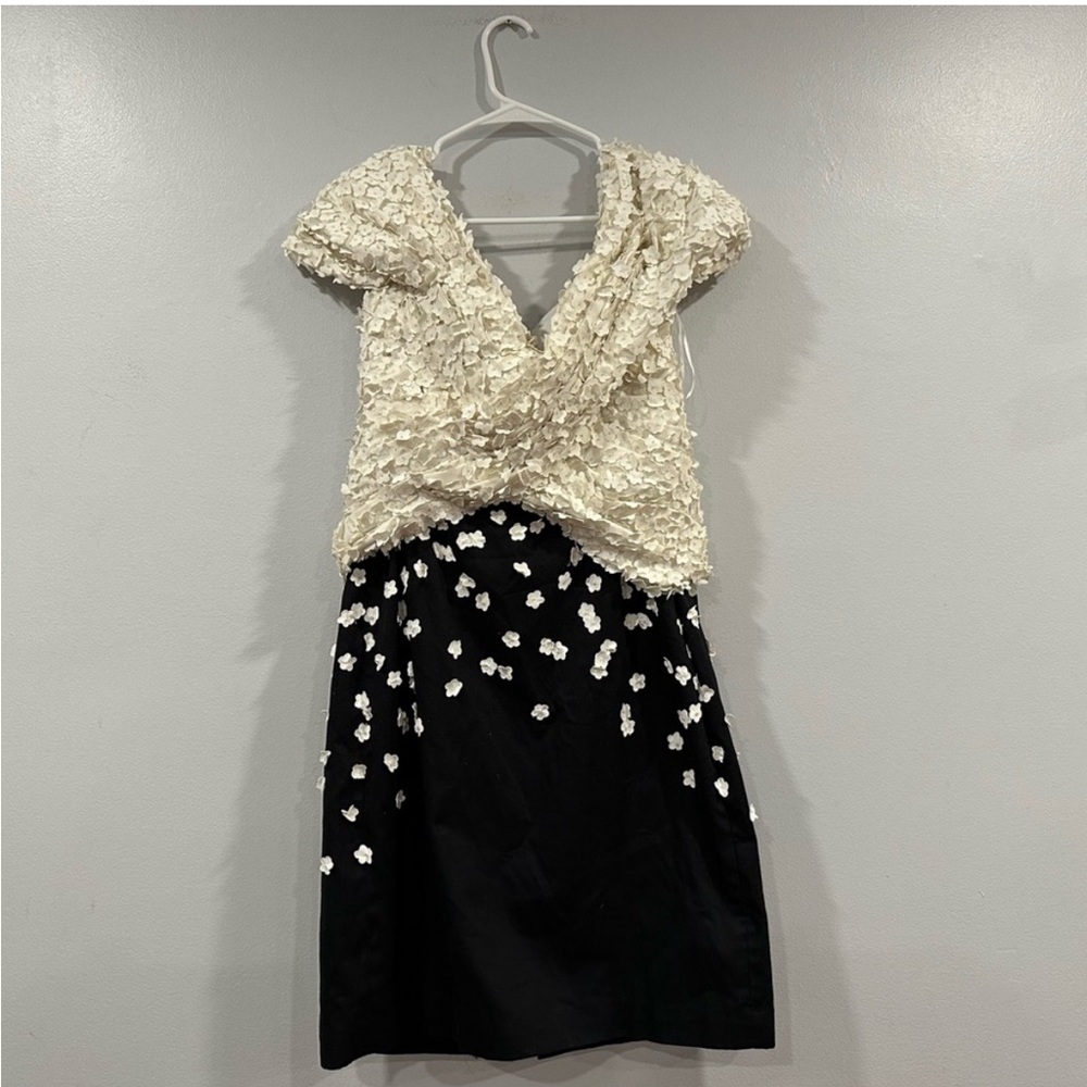Alex Stone Embroidered Florette Dress Black White
